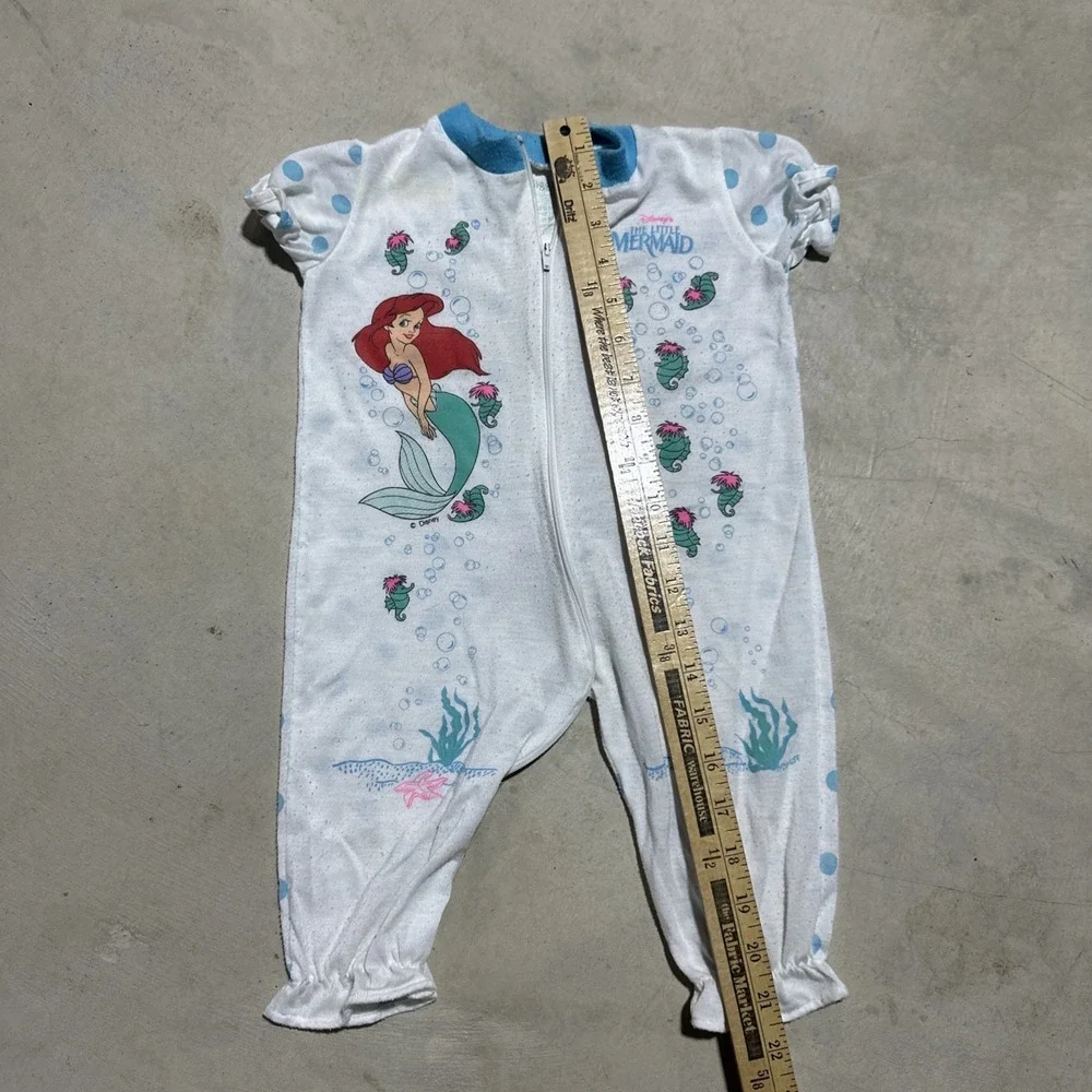 Vintage Disney Little Mermaid Girl Zipper Pajama Ariel Y2K Vintage SZ M Toddler
